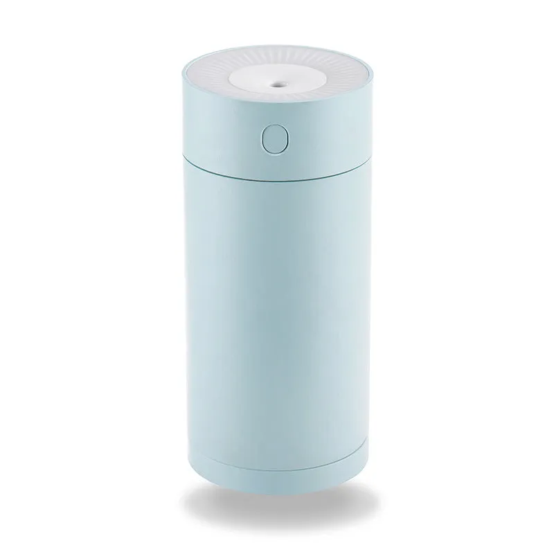 White USB desktop humidifier with folding bracket extended, showing compact 70x70mm base and 156mm height