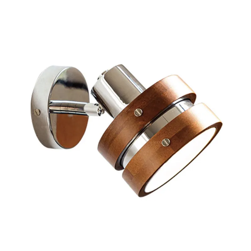 Nordic style indoor wall lamp with a walnut-colour metal shade