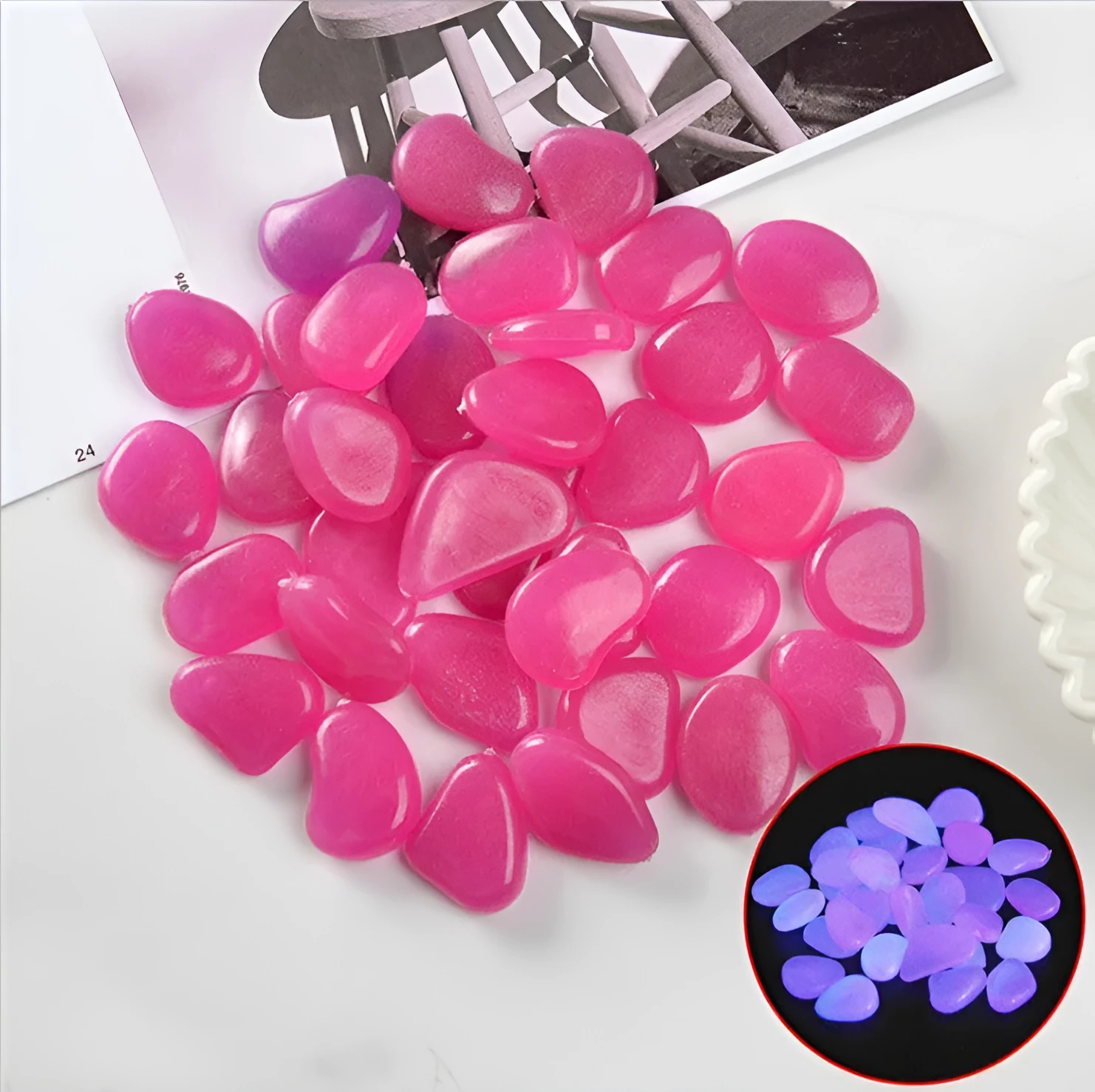 Mixed colour fluorescent luminous stones for aquarium and garden decoration