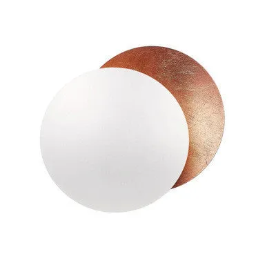 Round solar eclipse design wall lamp with iron construction in black and brass finish