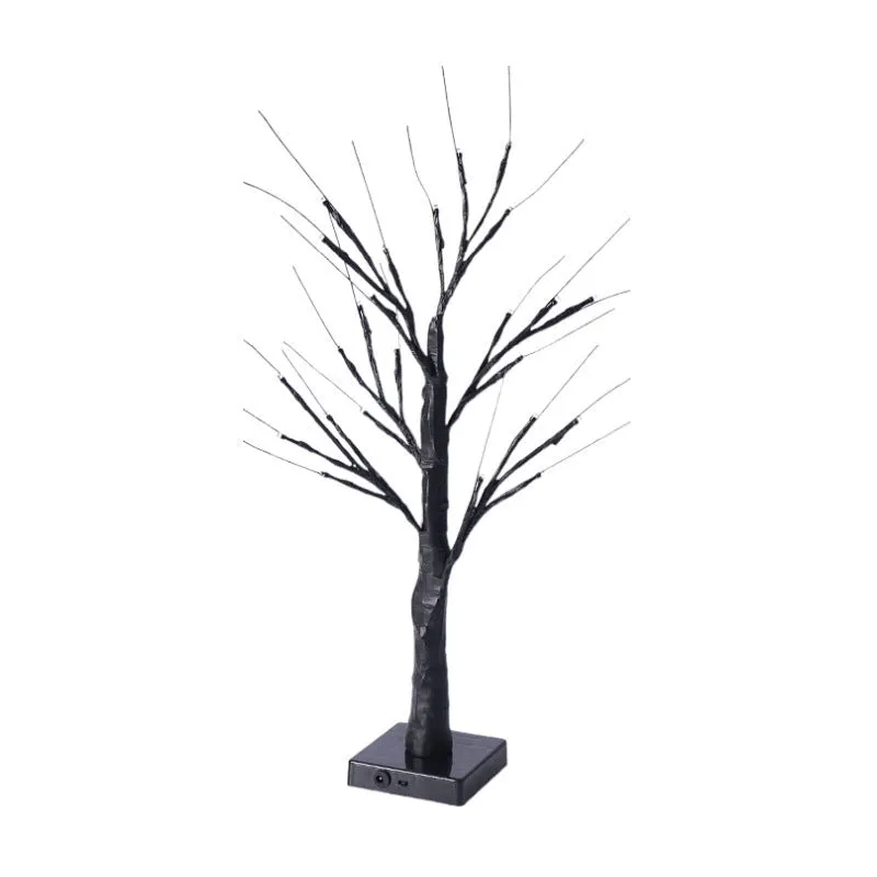 60cm tall plastic LED birch tree night light with warm white LEDs on a black birch design.