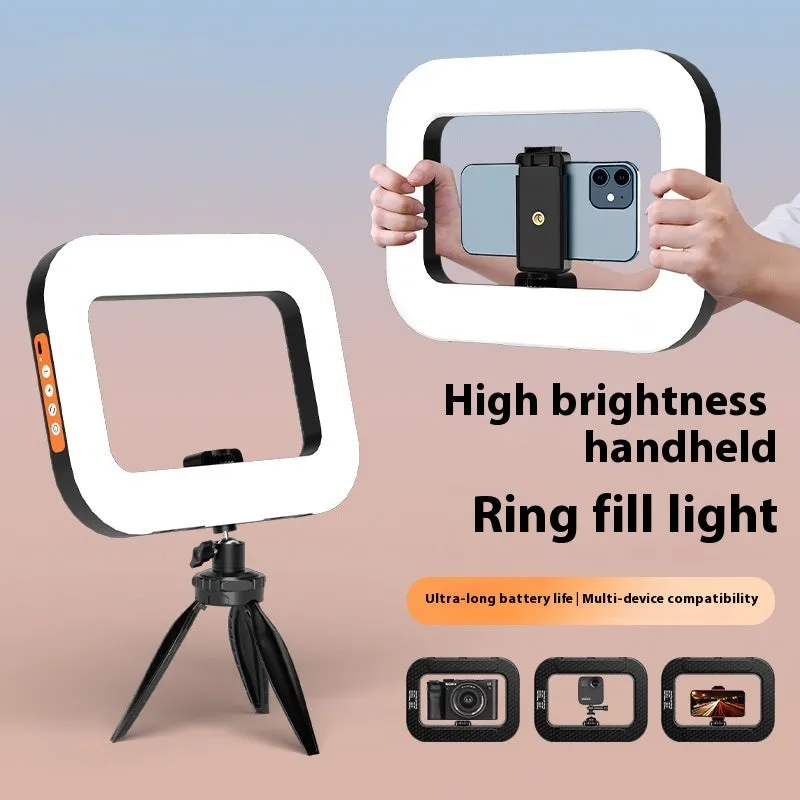 Mobile phone fill light attached to a phone holder on a 50cm metallic desktop bracket.