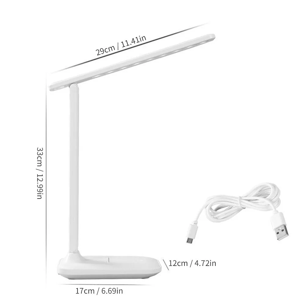 White plastic touch dimming bedside lamp with USB charging port.