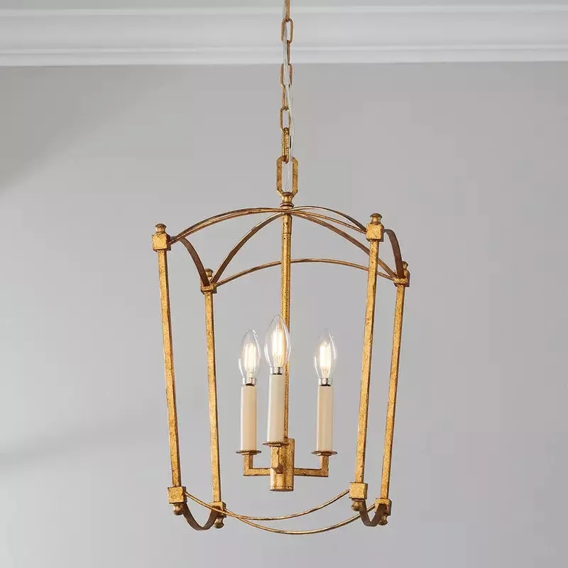 Iron droplight ceiling lamp with 4 heads in gold or black finish for staircase lighting