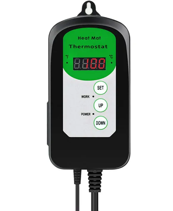 BH1912020 digital temperature and humidity controller with LCD display on a white background.