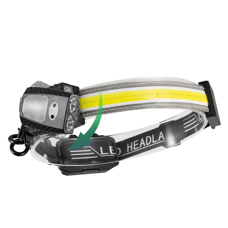 Black multifunctional headlamp with gesture control and Type-C charging port