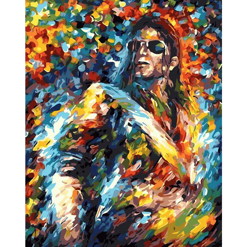 DIY manual decompression digital painting kit with 40x50cm canvas, brushes, and hooks