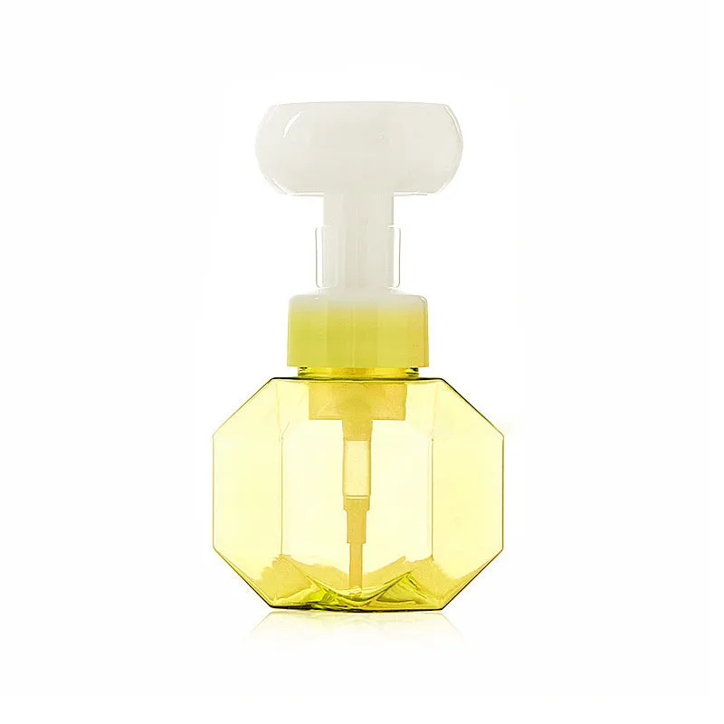 Empty plastic flower foam bottle in pink, green, blue, and yellow colour options.