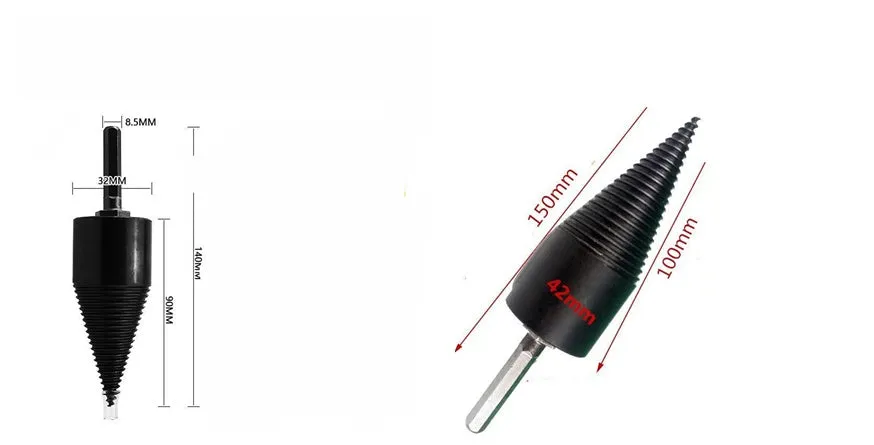Hexagonal wood splitting drill bits in 32mm and 42mm sizes for electric hand drills