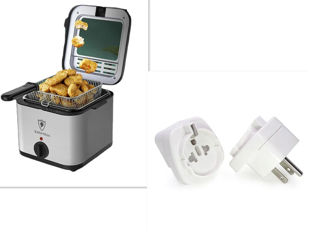 Silver electric air fryer with detachable basket showing stainless steel and plastic construction