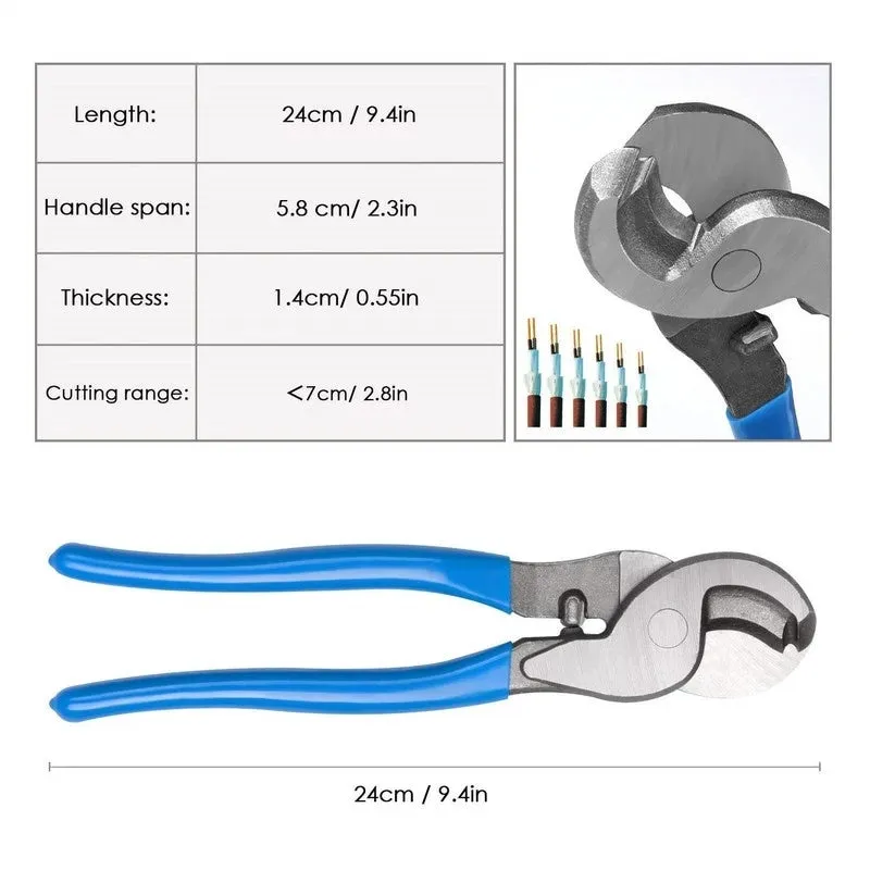 HX-50B aluminium cable crimping pliers with vinyl handles and integrated cable cutter