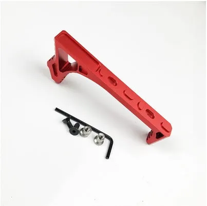 Aluminium hand stop accessory for M-LOK and KEY-MOD firearm handguards in black and red finishes