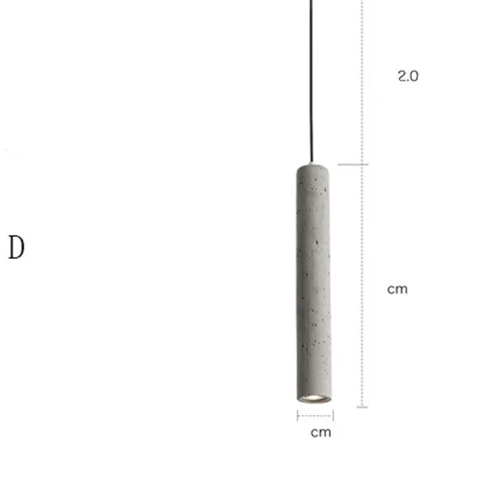Marble chandelier with adjustable cable in one of four cement stick light styles