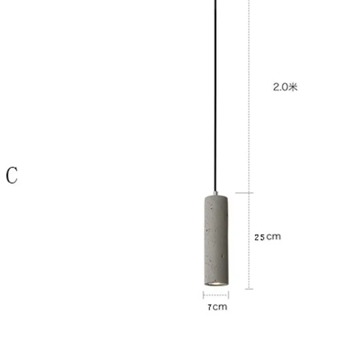 Marble chandelier with adjustable cable in one of four cement stick light styles