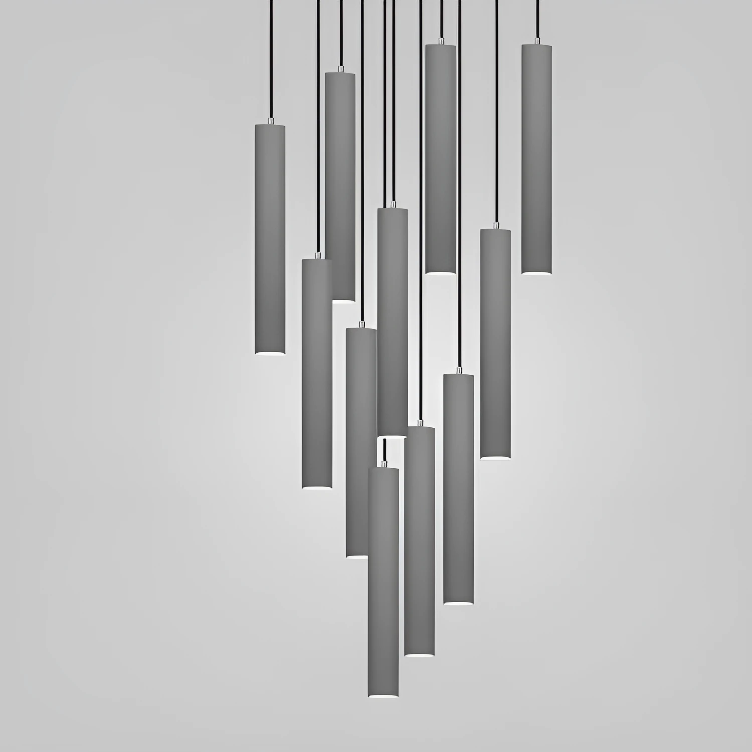 Marble chandelier with adjustable cable in one of four cement stick light styles