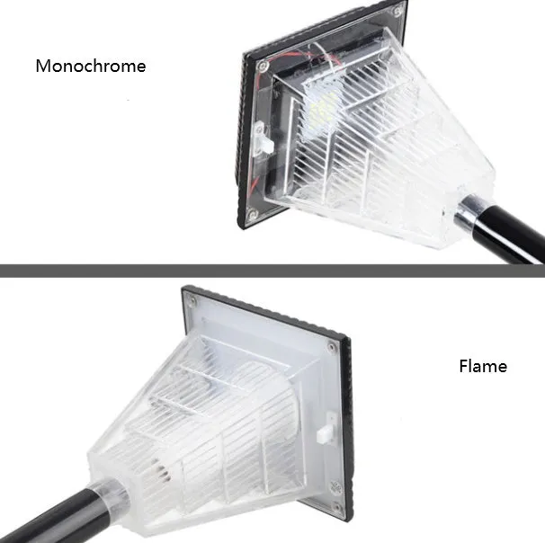 Solar garden light with multiple colour options including flame effect lighting for outdoor use