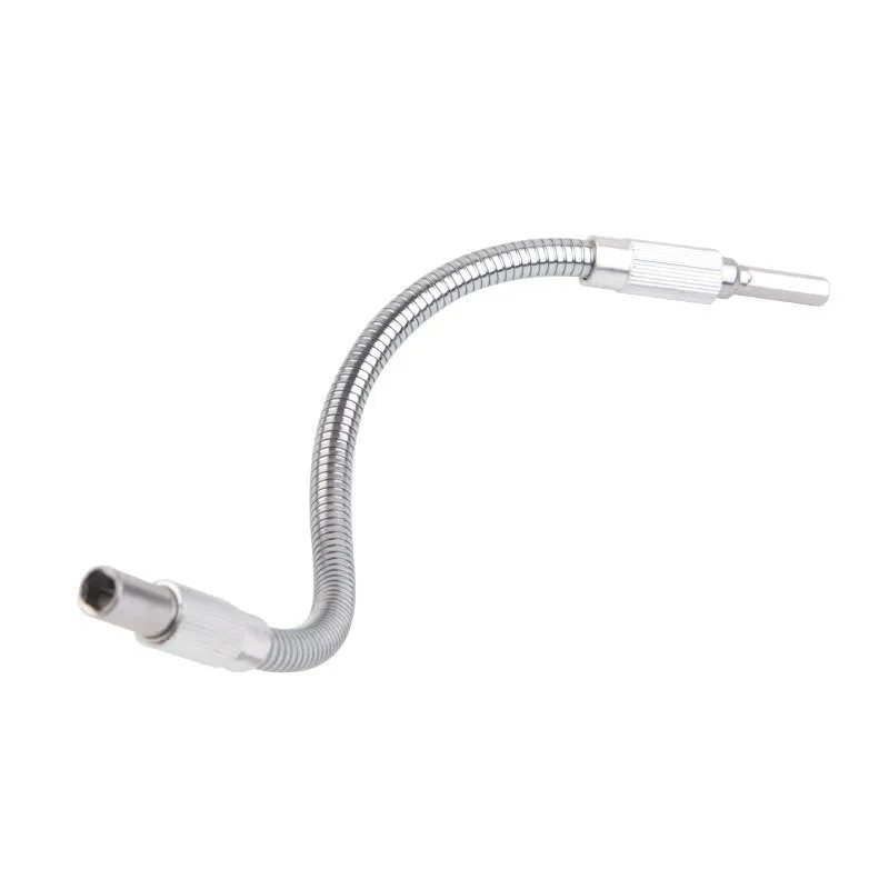 Silver metal flexible shaft attachment for cordless drills with 6.35mm shank diameter