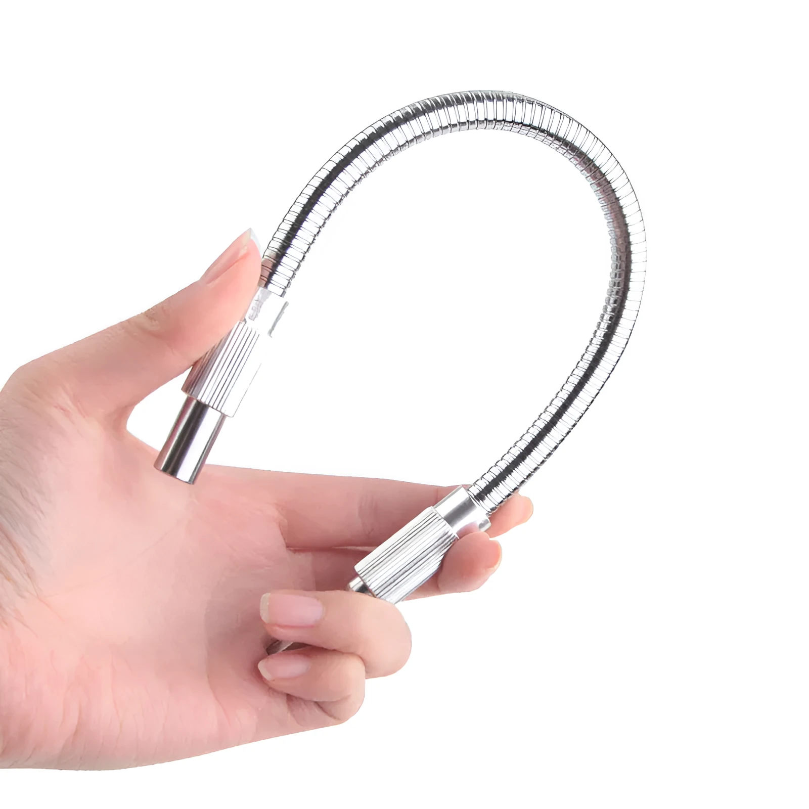 Silver metal flexible shaft attachment for cordless drills with 6.35mm shank diameter