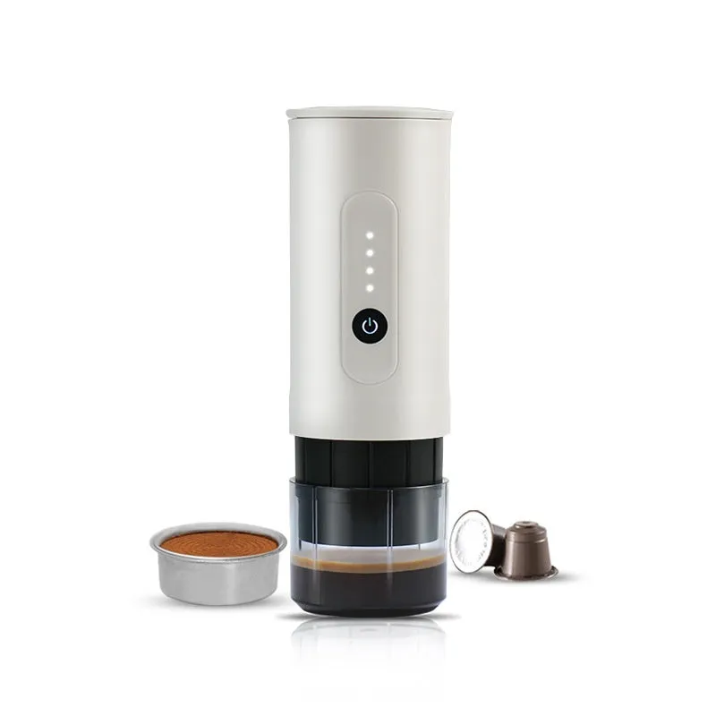 Portable handheld stainless steel electric coffee machine in jungle green colour