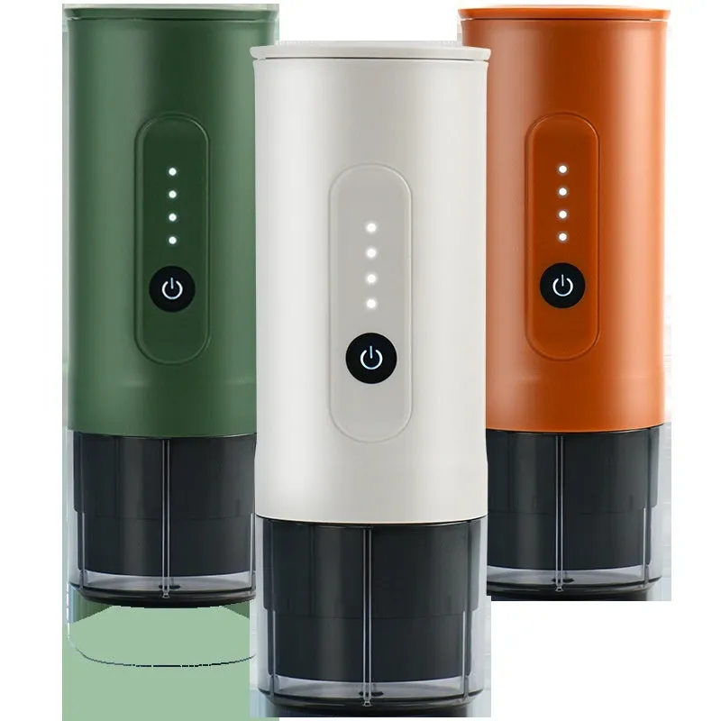 Portable handheld stainless steel electric coffee machine in jungle green colour