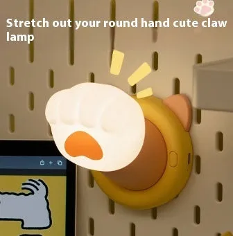 White cat paw shaped rechargeable touch lamp with dimmable brightness settings