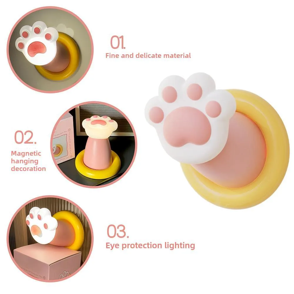 White cat paw shaped rechargeable touch lamp with dimmable brightness settings