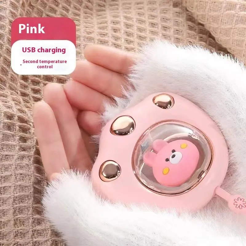 USB digital display hand warmer power bank in pink colour with aluminium heating technology