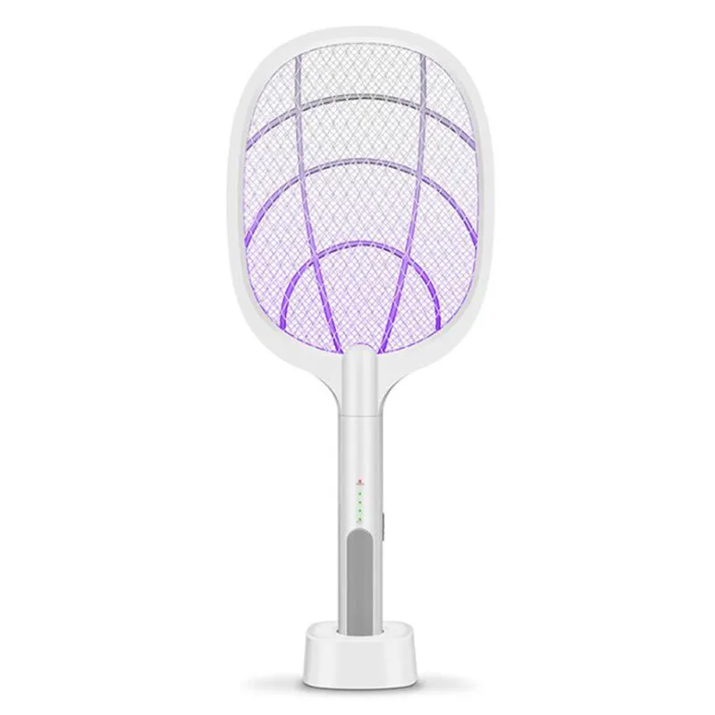Rechargeable handheld mosquito swatter with metal grid and USB charging cable