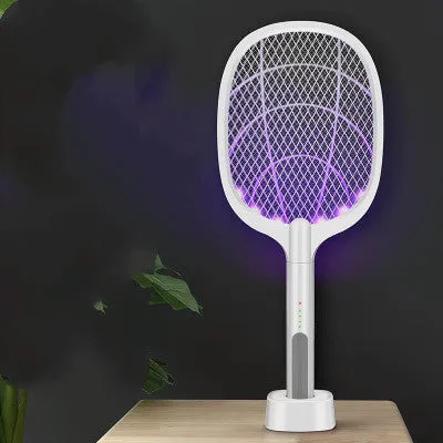 Rechargeable handheld mosquito swatter with metal grid and USB charging cable