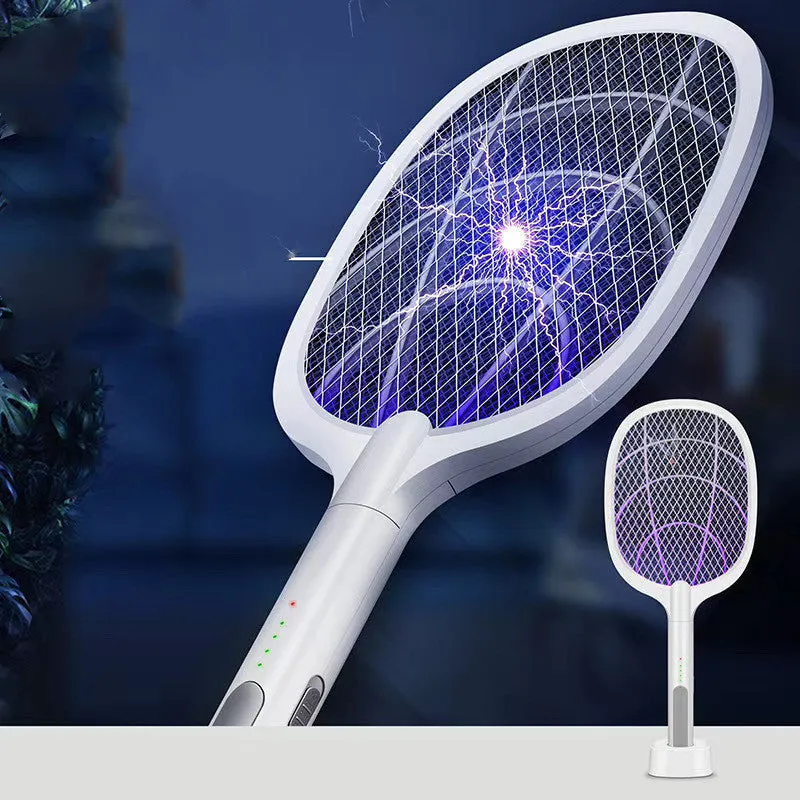 Rechargeable handheld mosquito swatter with metal grid and USB charging cable
