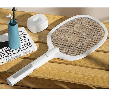 Rechargeable handheld mosquito swatter with metal grid and USB charging cable