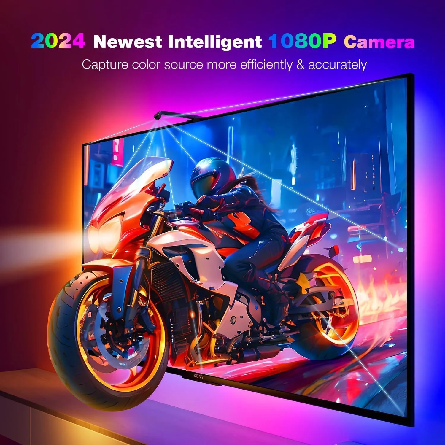 5-metre RGB ambient light strip with remote control for TV and desktop screen synchronisation