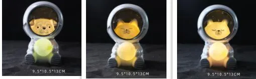 Starry sky projection night light in cute resin animal shapes including a bear, powered by USB or batteries.