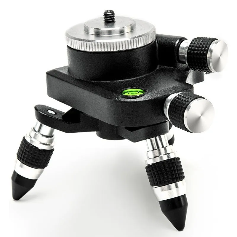 Black aluminium alloy spirit level base accessory with 360-degree rotation mechanism