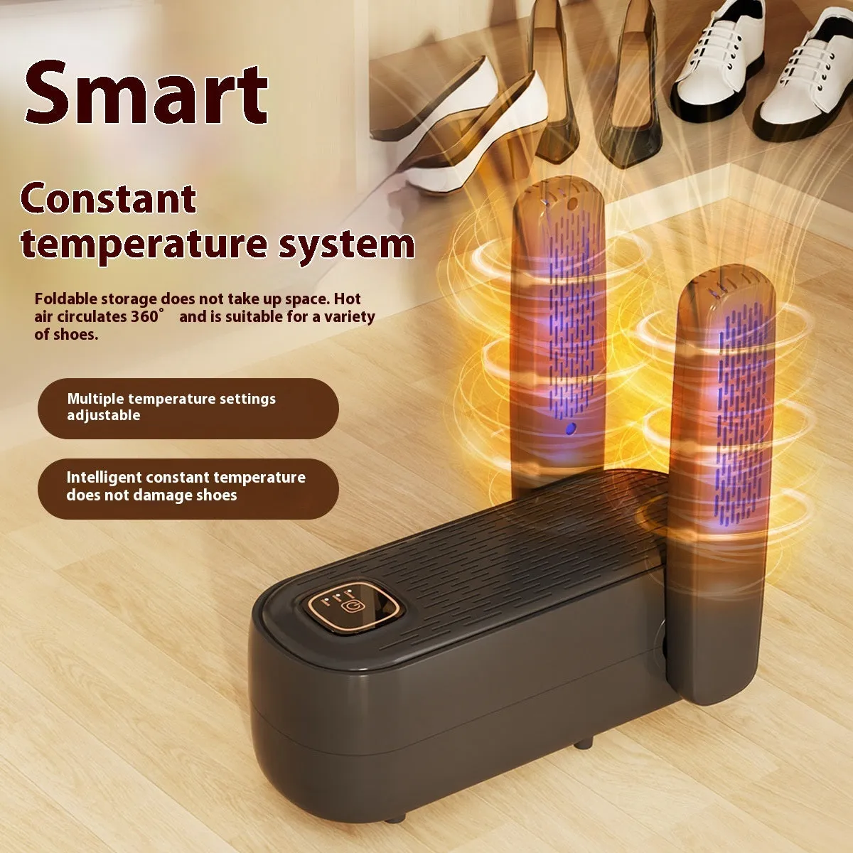 D4 black intelligent automatic shoe dryer with timer and waterproof baking technology