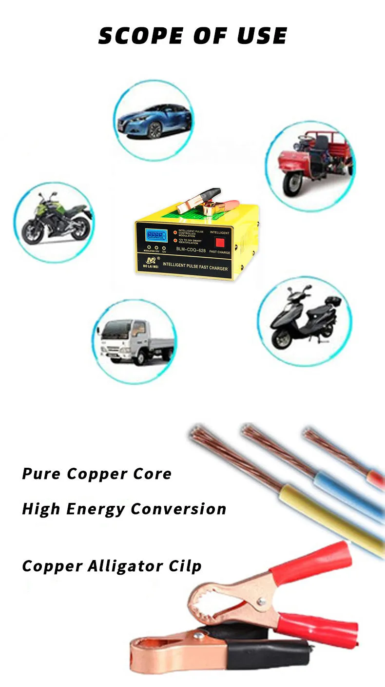 BT 168 12V and 24V automobile battery charger with American Standard plug.