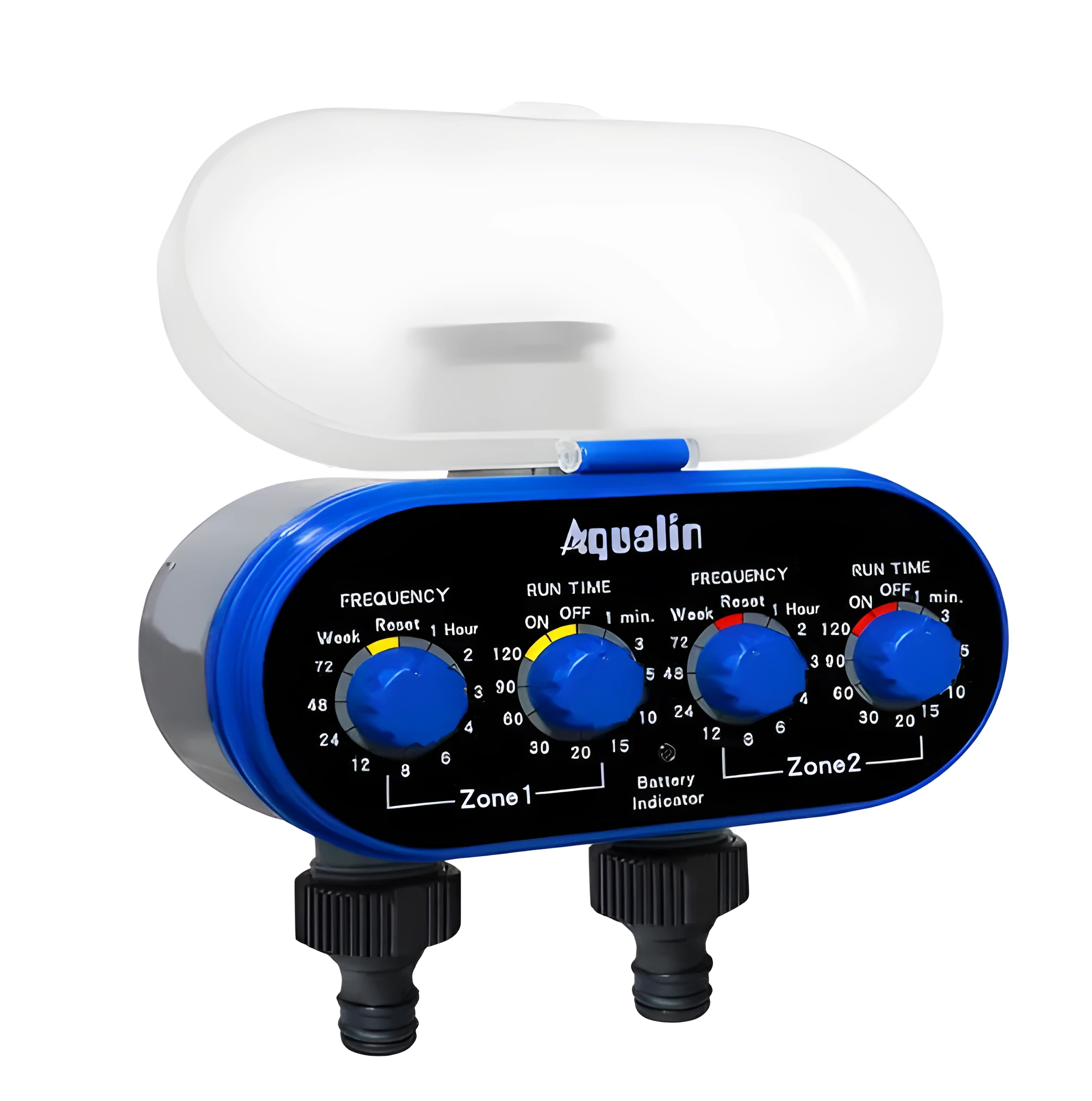 Dual timed irrigation controller automatic watering device with battery power for garden hose