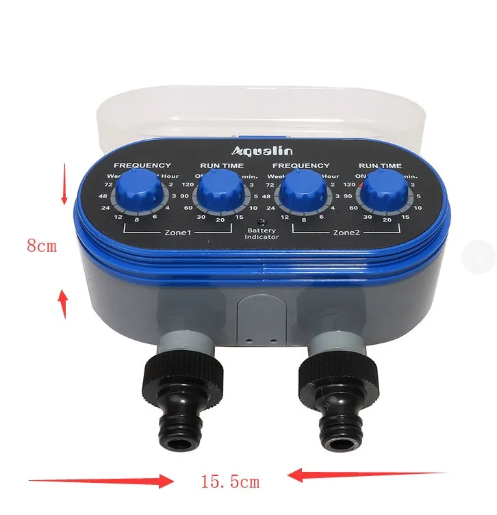 Dual timed irrigation controller automatic watering device with battery power for garden hose