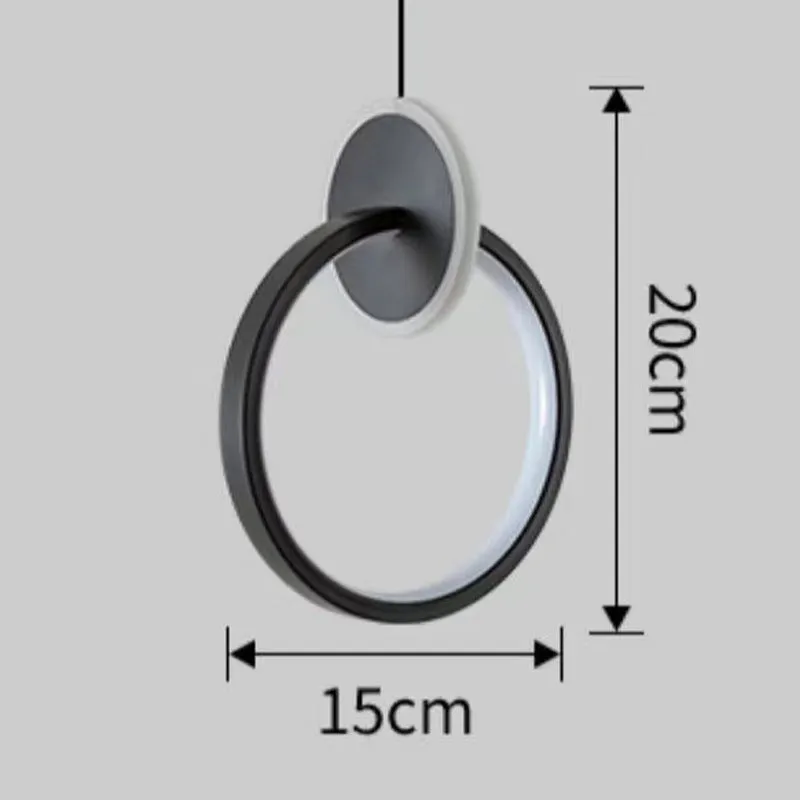 Nordic double ring pendant lamp in black with adjustable height for bedroom lighting