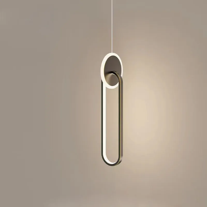 Nordic double ring pendant lamp in black with adjustable height for bedroom lighting