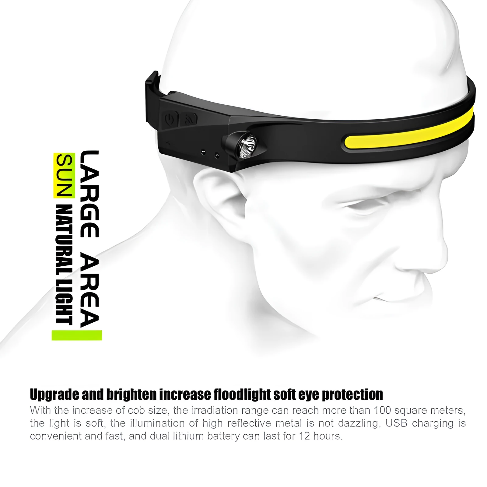 Black induction light with silicone strap and touch switch for night running and fishing