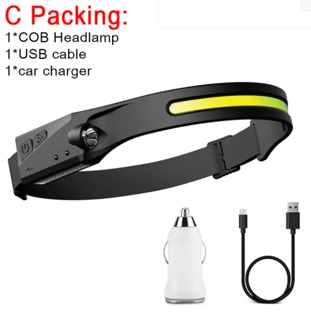 Black induction light with silicone strap and touch switch for night running and fishing