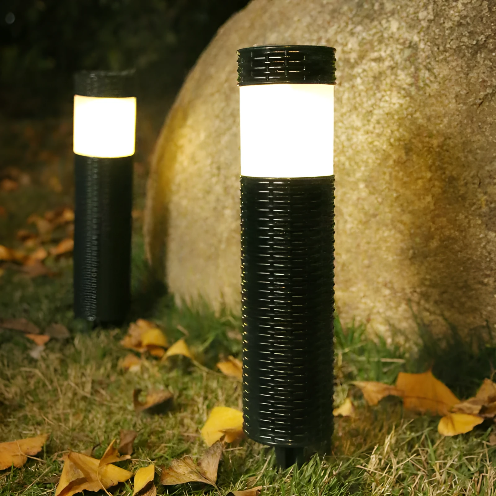 Outdoor waterproof solar garden light with abstract design and simulated flame effect lighting