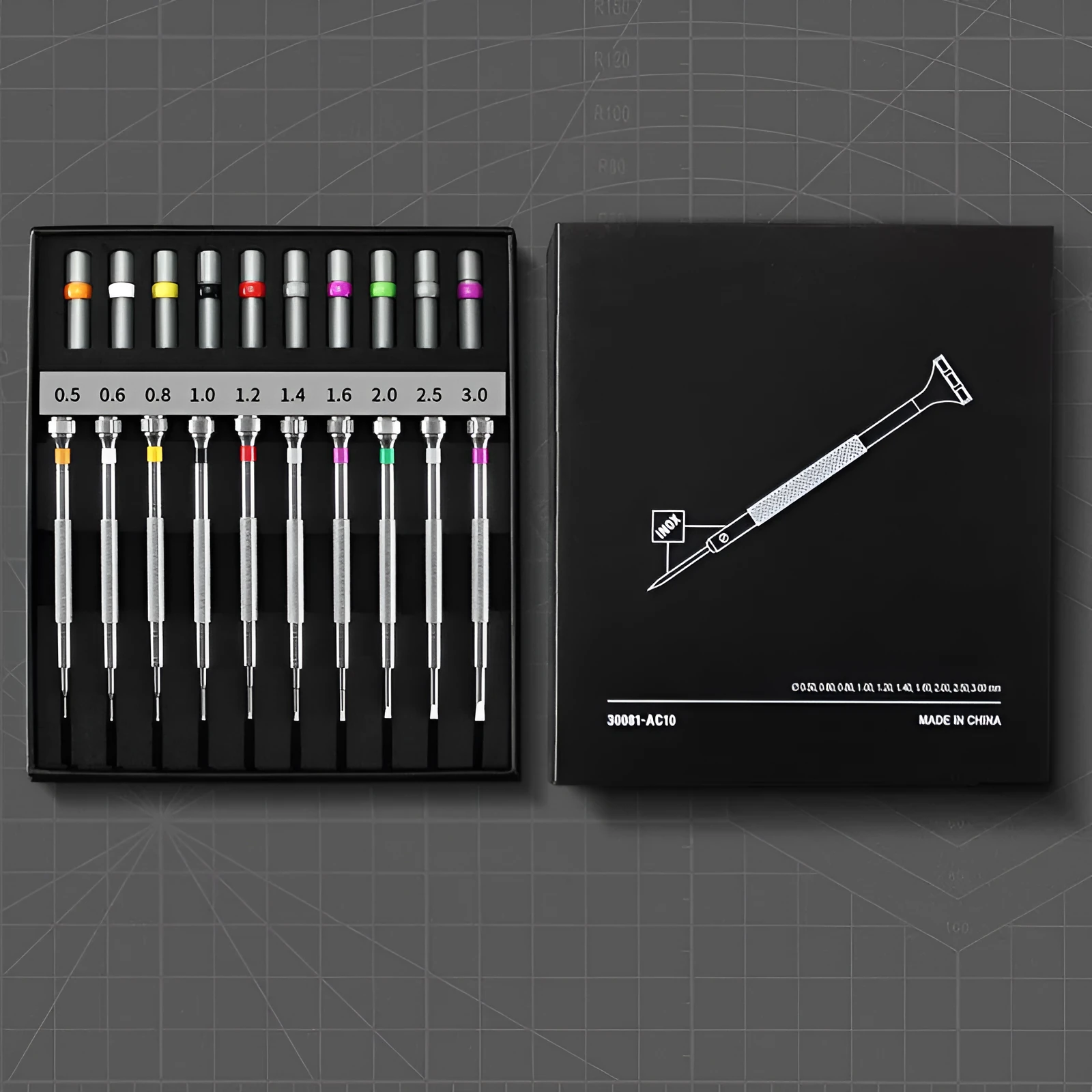 Watch repair tool kit with various precision screwdrivers for watch glasses repair