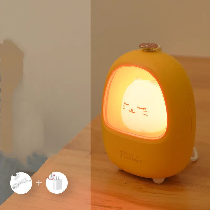 Cartoon pig or cat design USB rechargeable night light with touch dimming control