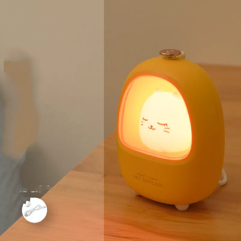 Cartoon pig or cat design USB rechargeable night light with touch dimming control