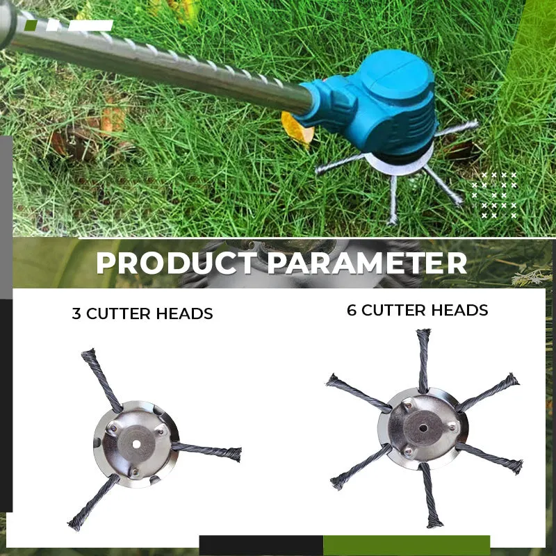 Stainless steel replacement brush head accessory for a lithium battery electric wire mower.