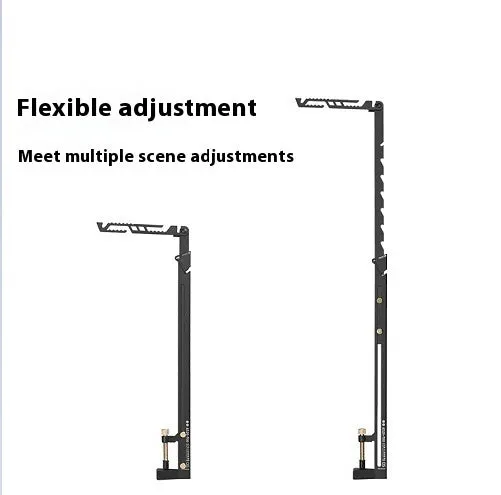 Black stainless steel telescopic desk clamp lamp holder extended to full height