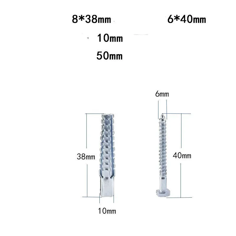 Metal expansion tube and screw set with serrated barbs for wall fixing in concrete and brick