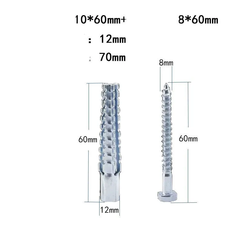 Metal expansion tube and screw set with serrated barbs for wall fixing in concrete and brick